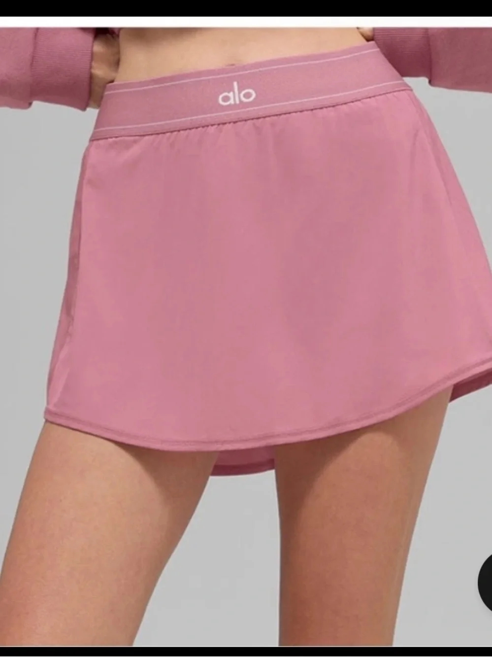ALO Yoga Wild Rose Pink Match Point Tennis Skirt with Built-In Shorts